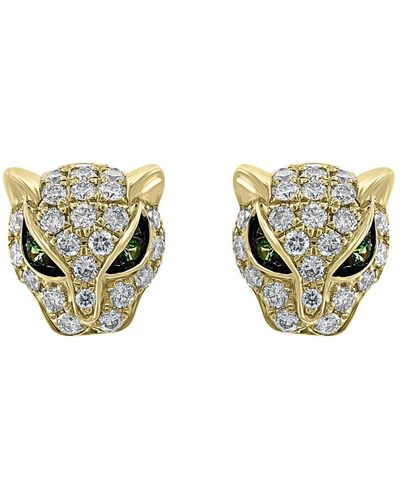 Effy 14k Yellow Gold Diamond & Tsavorite Stud Earrings