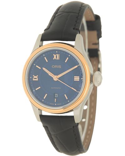 Oris Classic Date Leather Strap Watch - Blue