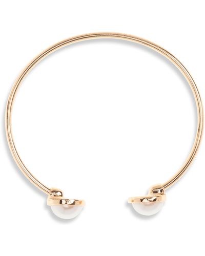 Nordstrom Imitation Pearl Open Cuff Bracelet - White