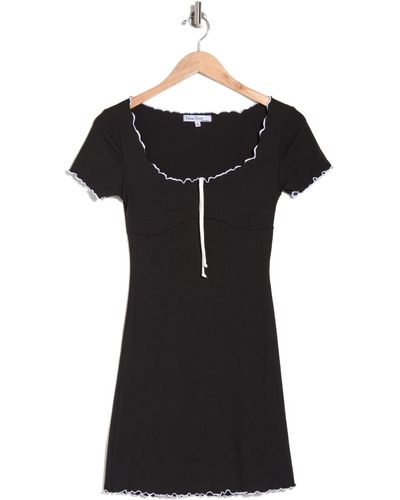Velvet Torch Short Sleeve Rib Minidress - Black