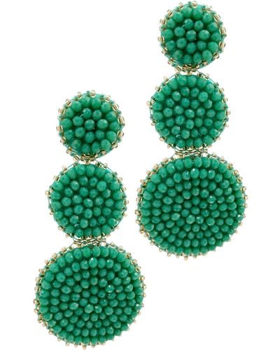 Adornia Beaded Linear Drop Earrings - Green