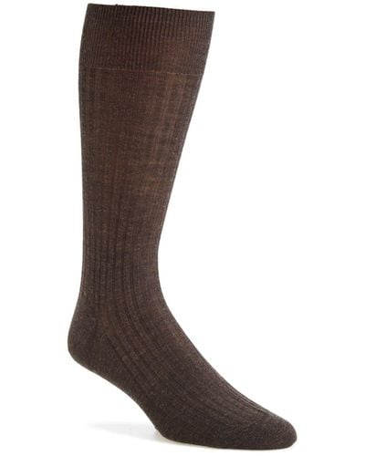 Pantherella Merino Wool Blend Dress Socks - Brown