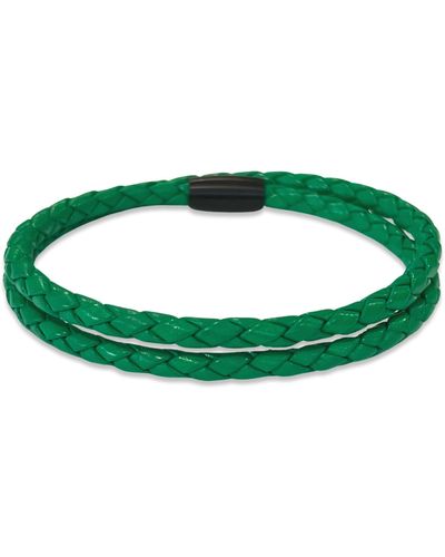 Liza Schwartz Mens' Braided Leather Wrap Bracelet - Green