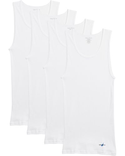 Nautica Pack Of 4 Tagless Cotton Tanks - White