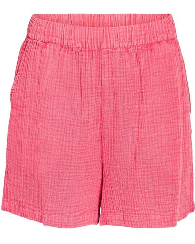 Noisy May Textured Cotton Shorts - Pink