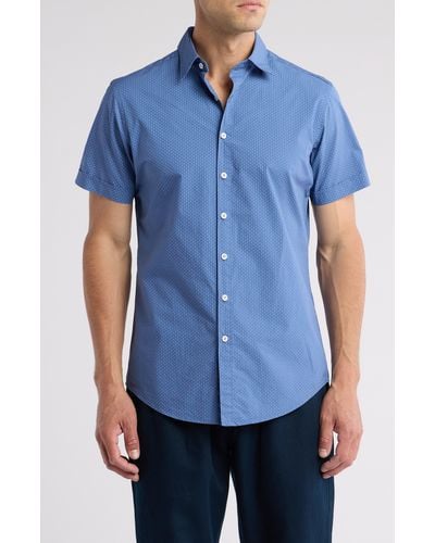 Rodd & Gunn Whitfield Short Sleeve Cotton Button-up Shirt - Blue