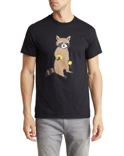 Altru Raccoon Taco Cotton Graphic T-shirt - Black
