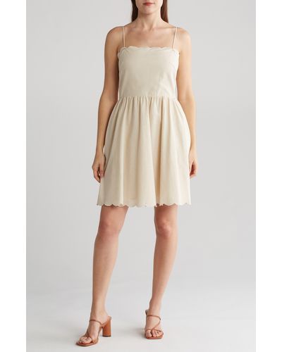 Lucy Paris Sisi Scallop Cotton & Linen Dress - Natural
