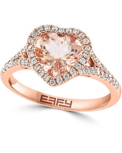 Effy 14k Rose Gold Morganite Heart Diamond Halo Ring - White