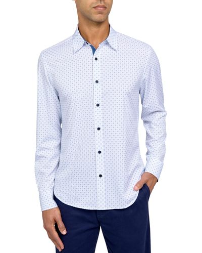 Con.struct Slim Fit Abstract X Four-way Stretch Performance Button-up Shirt - Blue