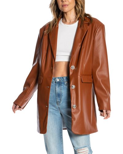 Juicy Couture Oversize Faux Leather Trench Coat - Brown