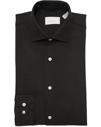 Perry Ellis The Tech Stretch Performance Dress Shirt In Black Textured Dobby At Nordstrom Rack