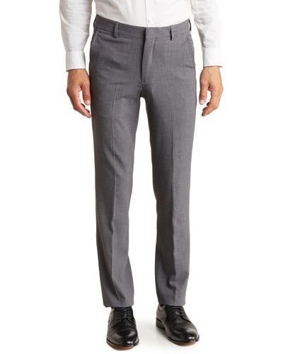 Berle Solid Flat Front Pants - Gray