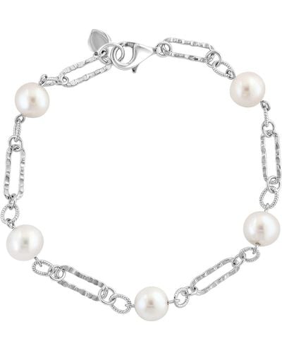 Effy Sterling Silver 7mm Pearl Station Chain Bracelet - White