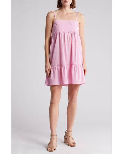 Abound Tiered Cotton Babydoll Dress - Pink