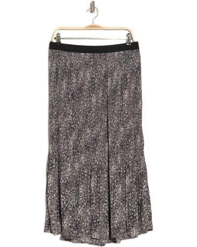 Adrianna Papell Woven Print Release Print Midi Skirt In Slate Wave Ditsy At Nordstrom Rack - Multicolor