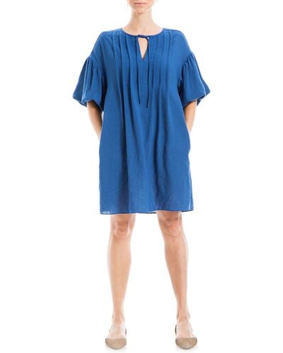 Max Studio Bubble Sleeve Pocket Shift Dress - Blue