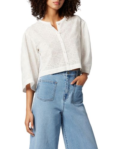 Joie Persephone Eyelet Embroidered Cotton Top - White