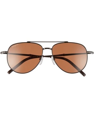 Ferragamo Salvatore 58mm Aviator Sunglasses - Brown