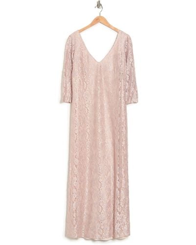 Marina Lace V-neck Long Dress In Blush At Nordstrom Rack - Pink