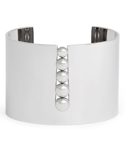 THE KNOTTY ONES Bead Inset Wide Cuff - White