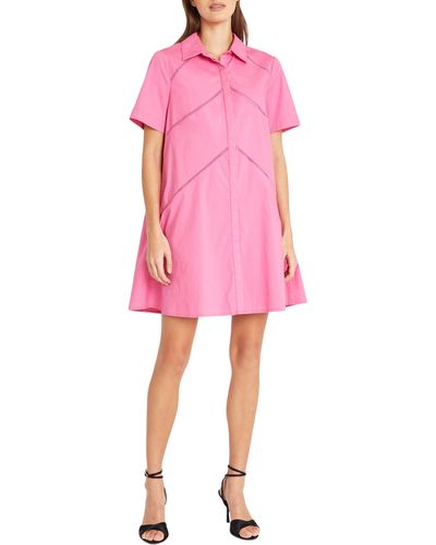 DONNA MORGAN FOR MAGGY Ladder Cutout Shirtdress - Pink