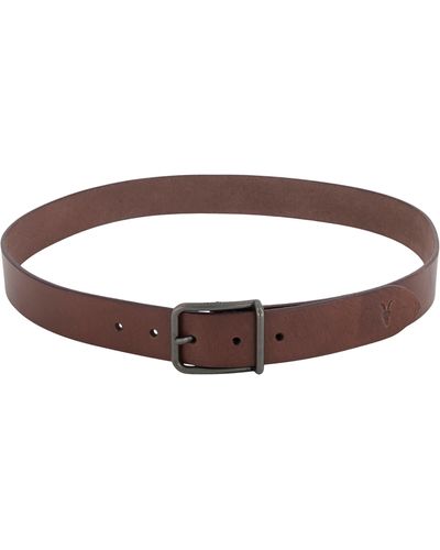 AllSaints Ramskull Leather Belt - Brown