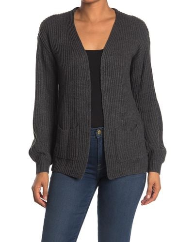 Love By Design Luxe Open Front Pocket Cardigan - Gray