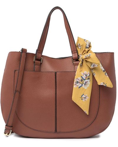 Steve Madden Solid Satchel With Scarf - Brown
