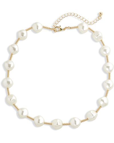 Tasha Imitation Pearl Station Necklace - White