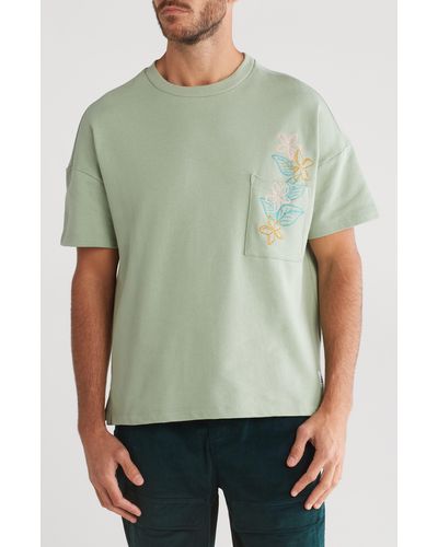 Native Youth Embroidered Cotton T-shirt - Green