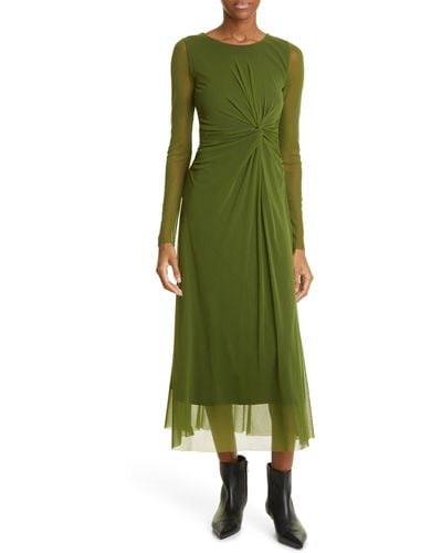 Fuzzi Abito Lungo Long Sleeve A-line Dress In Flora At Nordstrom Rack - Green