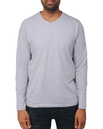 Xray Jeans V-neck Long Sleeve T-shirt - Gray