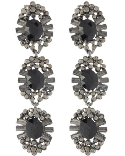 Cara Crystal Linear Drop Earrings - Black