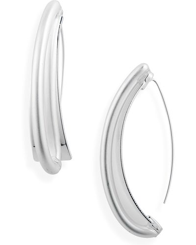 Nine West Tapered Threader Hoop Earrings - White