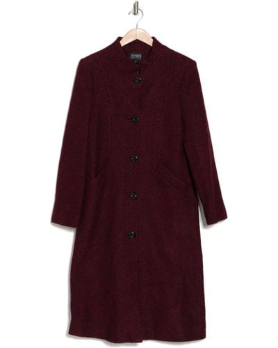 Jones New York Stand Collar Long Coat In Cranberry At Nordstrom Rack - Red