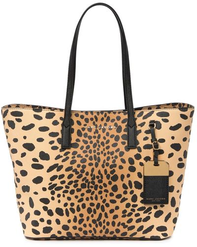Marc Jacobs Sidekick Logo Cheetah Print Tote Bag - Brown