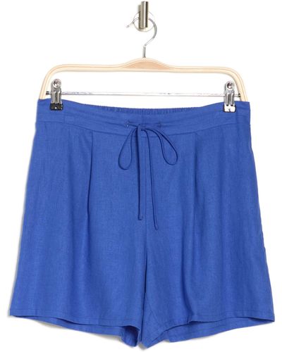 Vince Camuto Linen Blend Drawstring Shorts - Blue