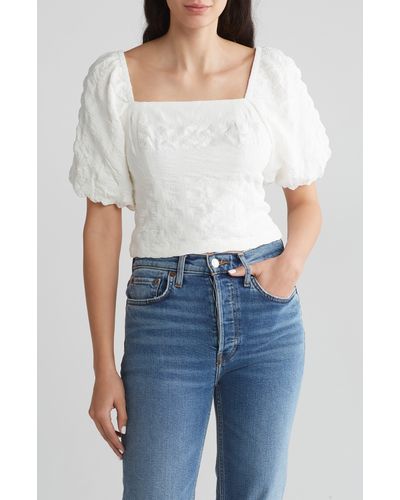 Melrose and Market Puff Sleeve Crop Top - Blue