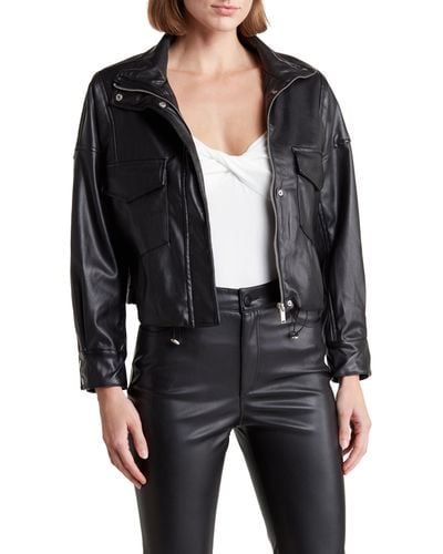 Vigoss Faux Leather Moto Jacket - Black