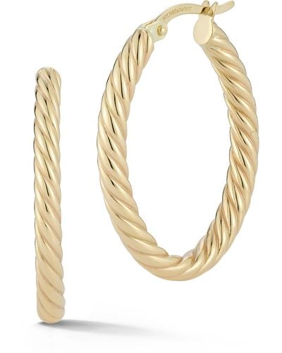 Ember Fine Jewelry 14k Yellow Gold Twisted Oval Hoop Earrings - Metallic