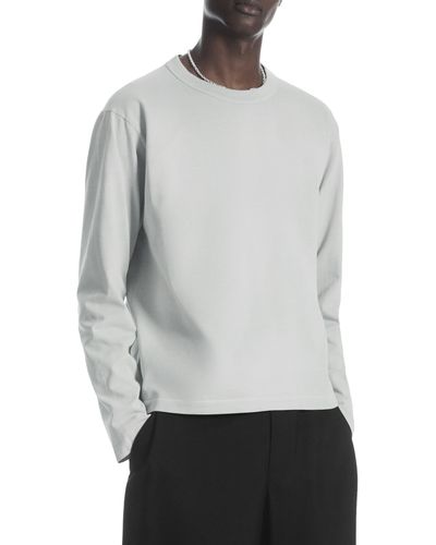 COS Boxy Heavyweight Long Sleeve Organic Cotton T-shirt - Gray