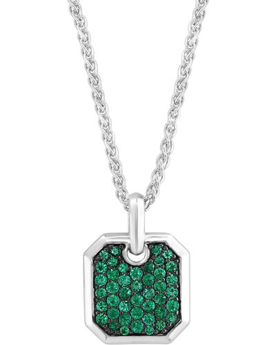 Effy Sterling Silver Emerald Pendant Necklace - White