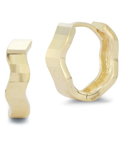 Ember Fine Jewelry 14k Yellow Gold Wave Huggie Hoop Earrings - White