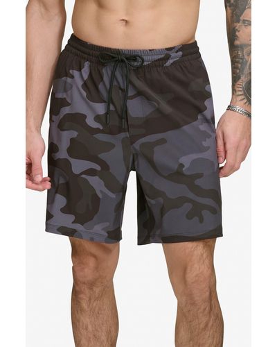 DKNY Core Volley Shorts Lined Swim Trunks - Gray