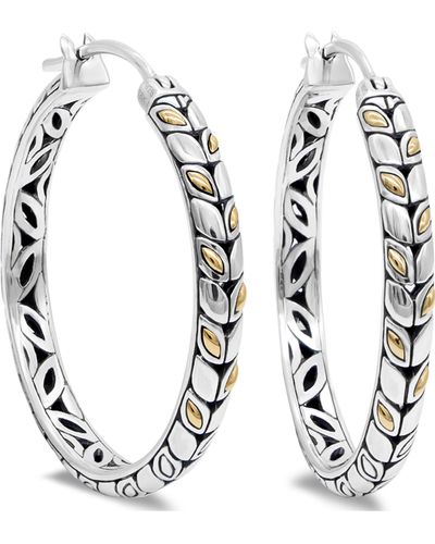 DEVATA Sterling Silver With 18k Gold Accents Hoop Earrings - Multicolor