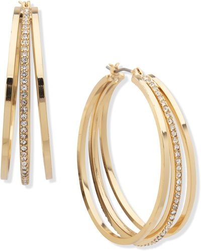 DKNY Crystal Hoop Earrings - Metallic