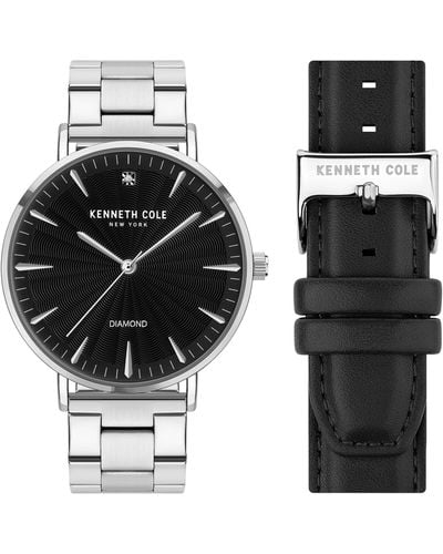 Kenneth Cole Diamond Dial Bracelet Watch Gift Set - Black