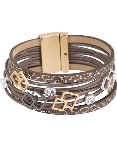 Saachi Duo Wired Leather Bracelet - Brown