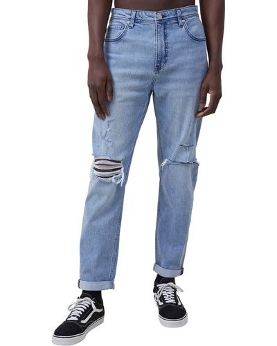 Cotton On Ripped Knee Relaxed Tapered Jeans - Blue